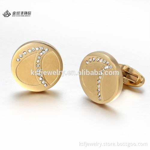 Quality Stainless Steel Gold Plated Suit Skirt Cufflinks with Zircon China Supplier